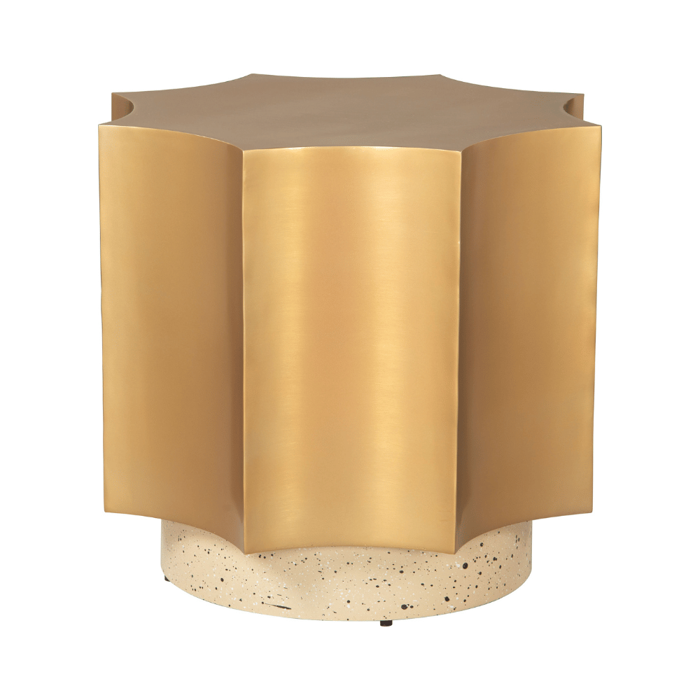 Osam Side Table Gold & Beige - Elite Maison