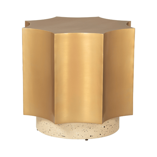 Osam Side Table Gold & Beige - Elite Maison