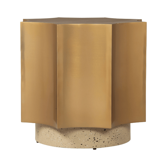 Osam Side Table Gold & Beige - Elite Maison