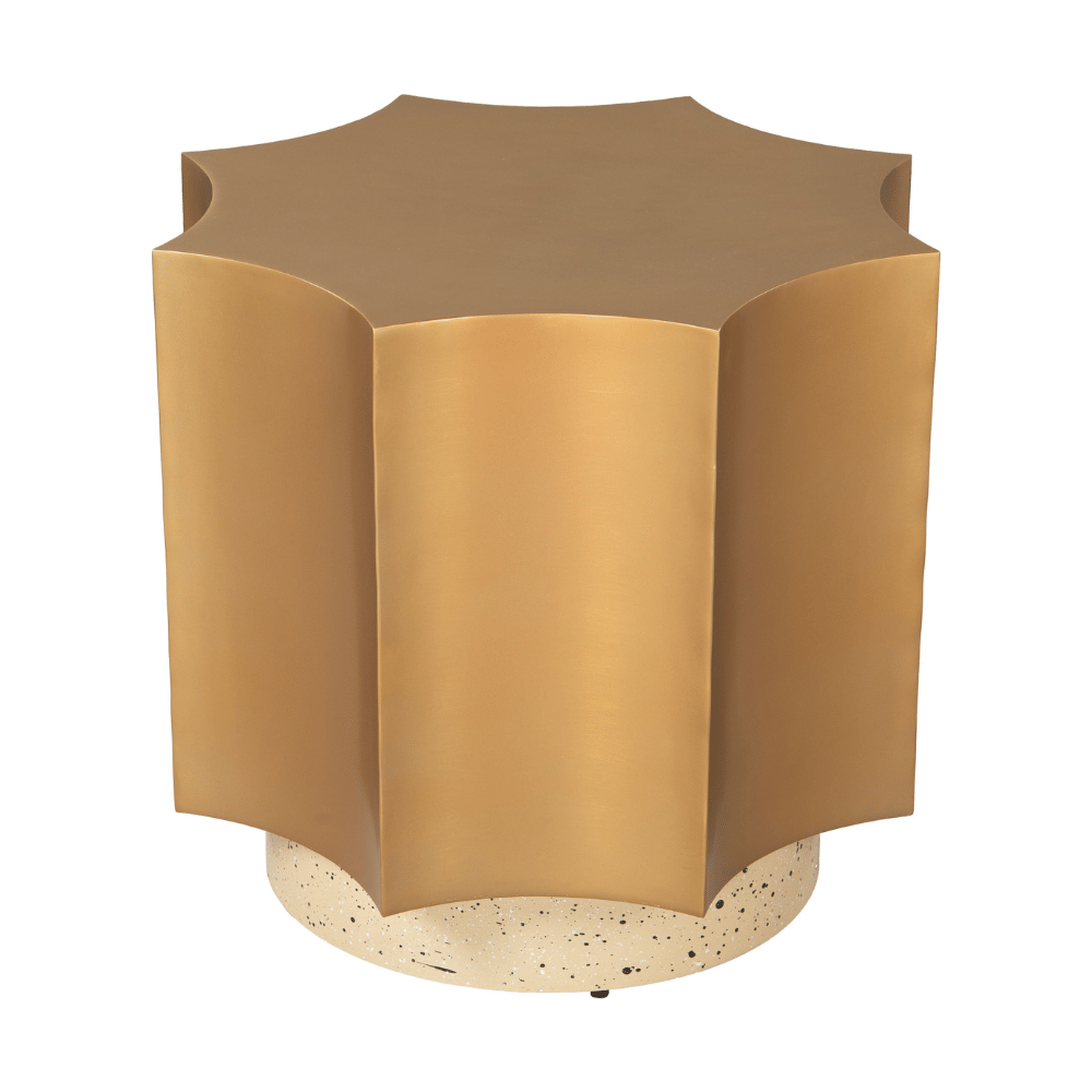 Osam Side Table Gold & Beige - Elite Maison