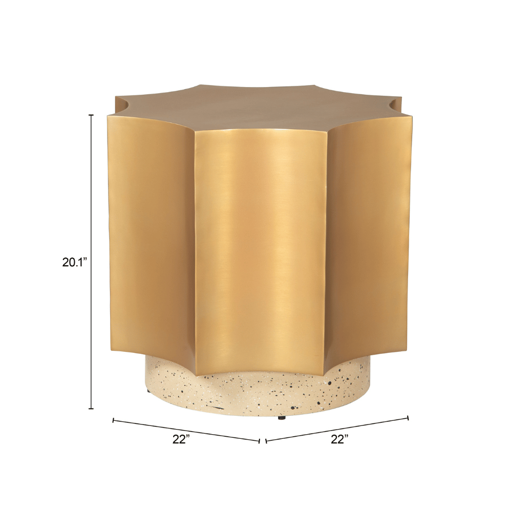 Osam Side Table Gold & Beige - Elite Maison