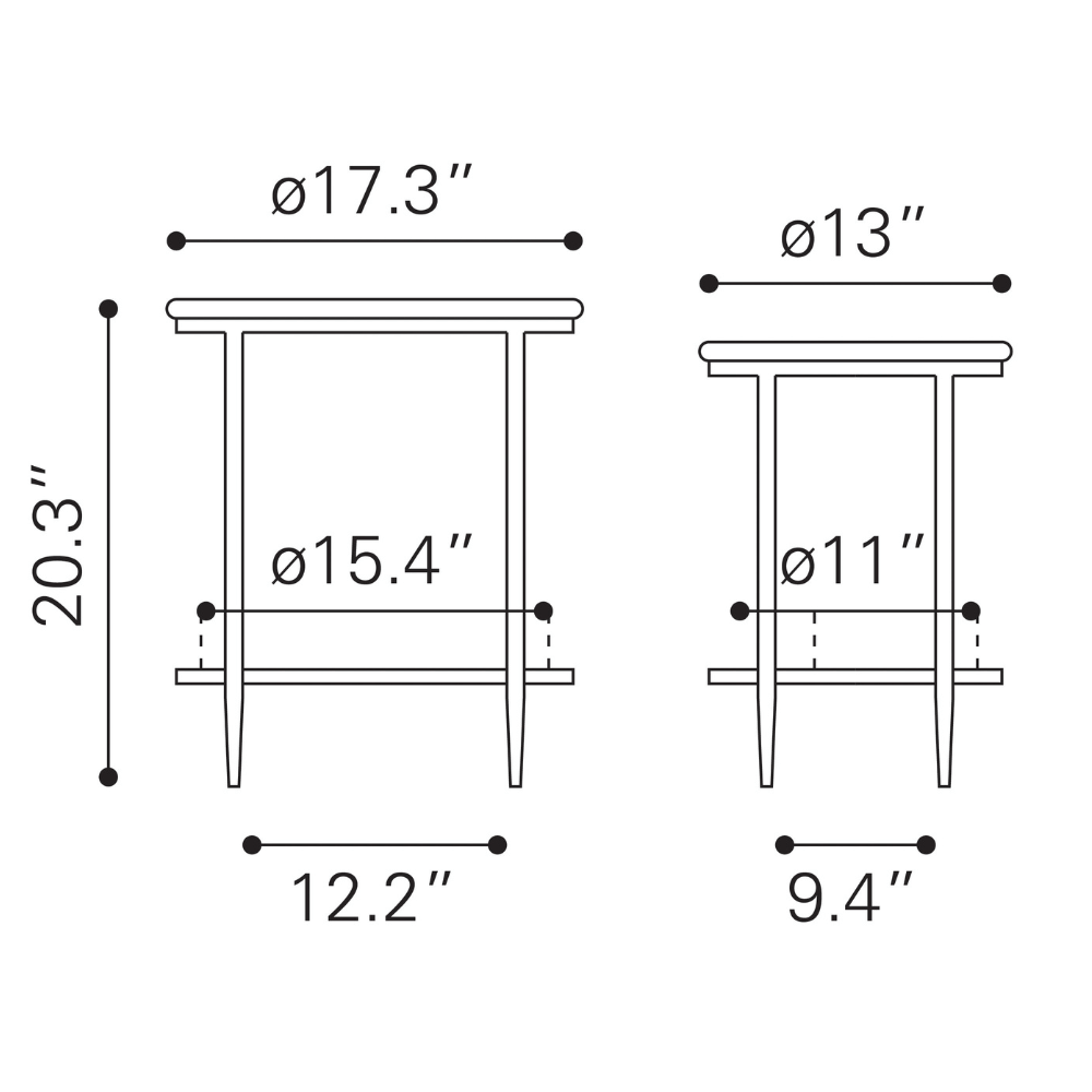 Koper Coffee Table Set Black - Elite Maison