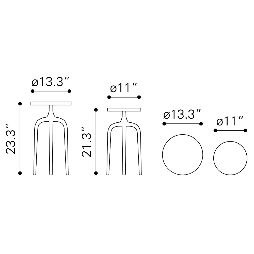 Como Accent Table Set Antique Gold - Elite Maison