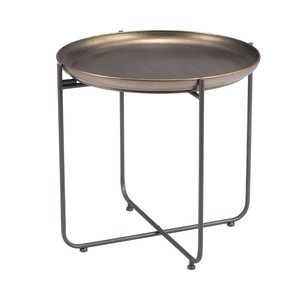 Bronson bronze Zuo accent side table with industrial design, featuring a round top and sturdy support for modern living spaces.