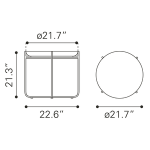 Bronson bronze side table by Zuo featuring an industrial design with a sturdy, stylish metal frame and a smooth tabletop.