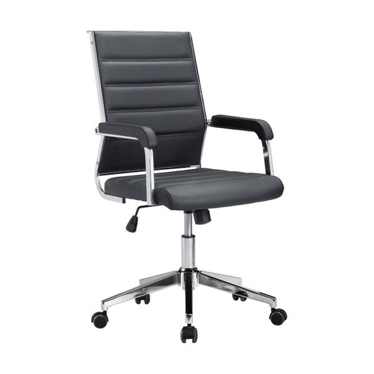 Zuo Liderato black office chair with ergonomic design and adjustable features, shown from a side view.