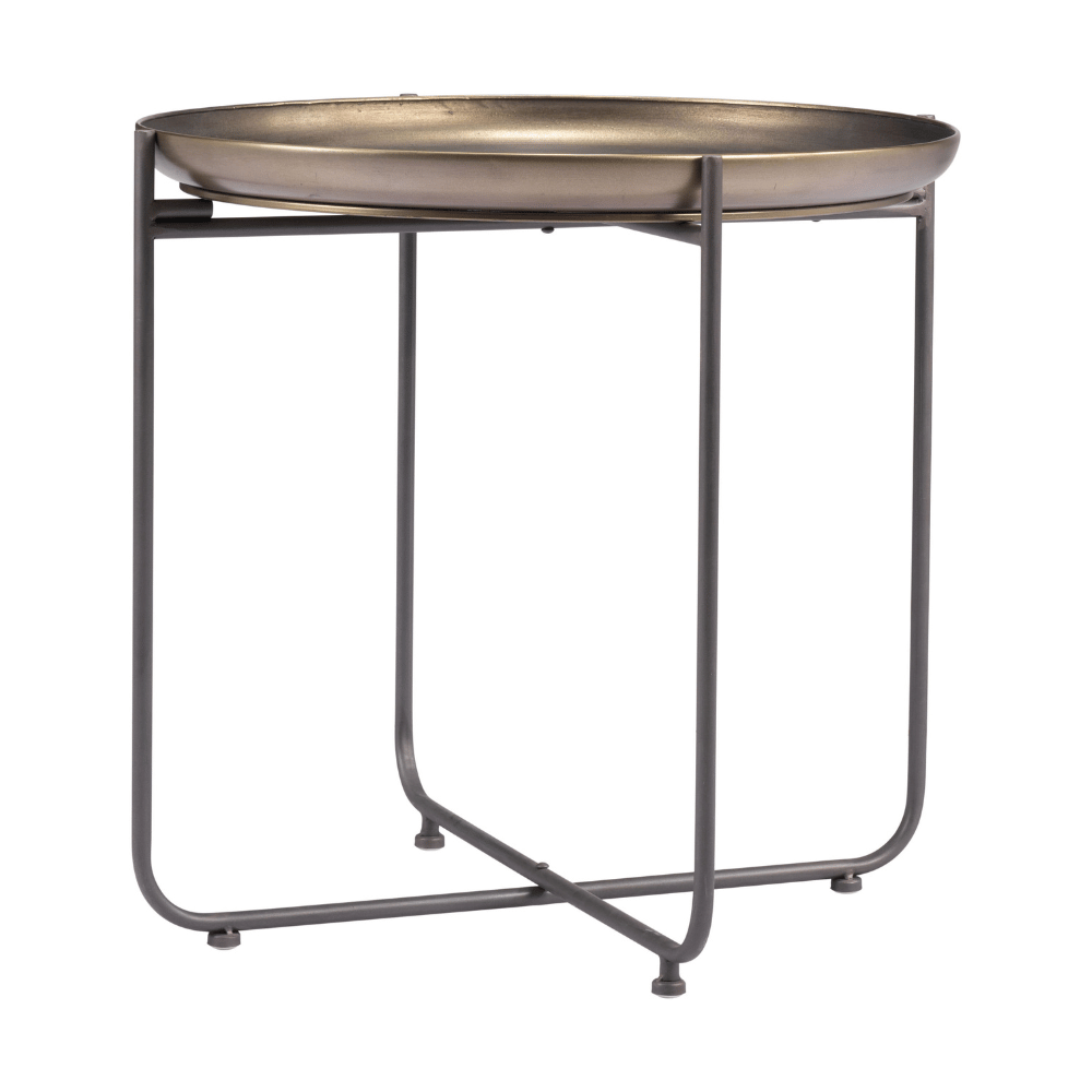 Bronson bronze side table by Zuo featuring an industrial design with a sturdy frame and sleek surface for modern living spaces.