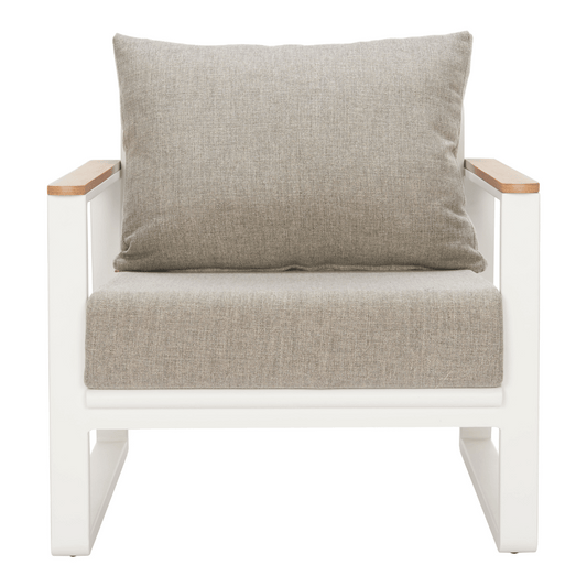 Welt Armchair Taupe & White - Elite Maison