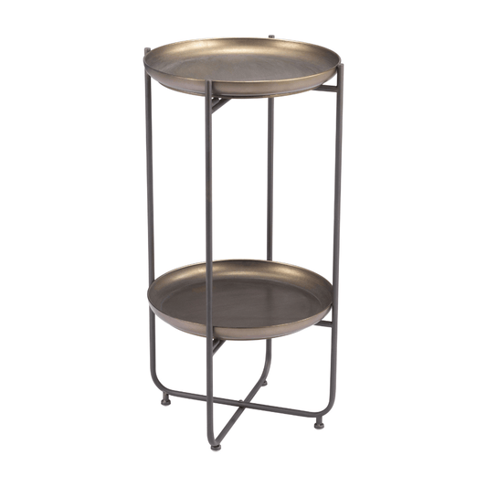 Bronson bronze accent table by Zuo featuring industrial design with a sturdy structure and sleek modern style.