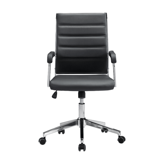 Black Zuo Liderato Office Chair with ergonomic design and adjustable armrests, ideal for modern office spaces.