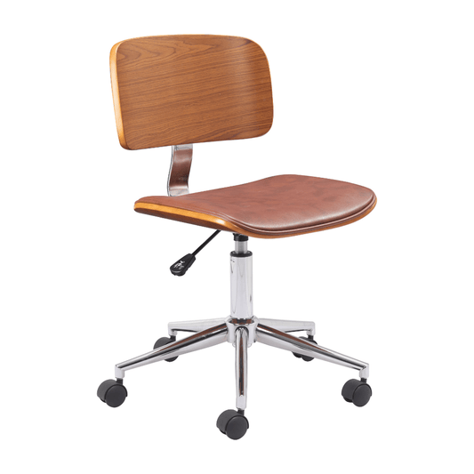 Zuo Duravel brown office chair with steel frame and refined brown upholstery, ergonomic design for comfortable workspace seating.