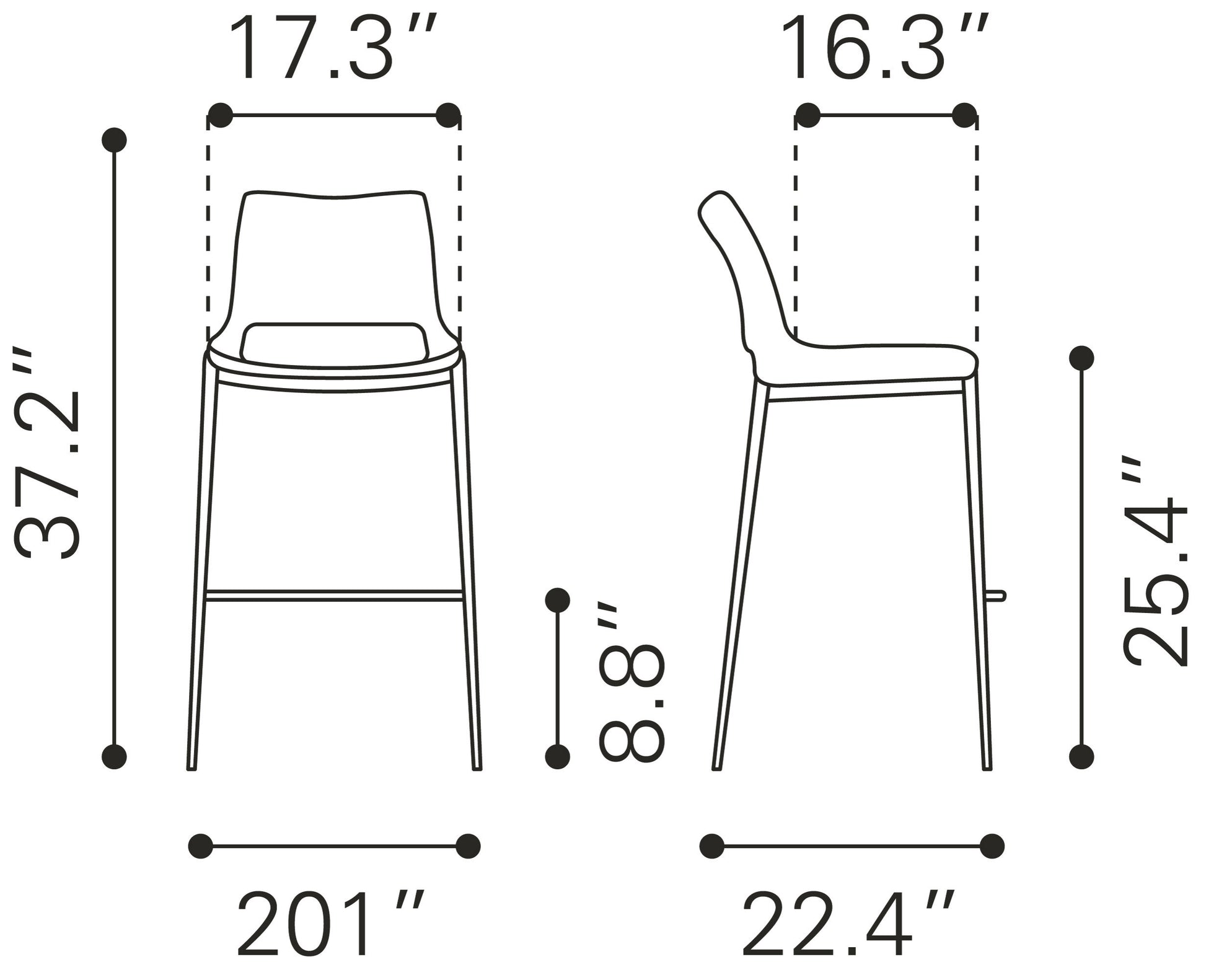 Ace Counter Stool - Set of 2 - Elite Maison