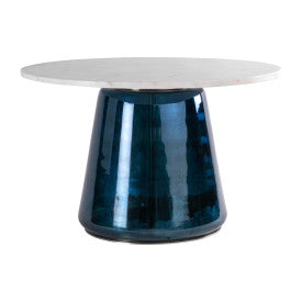 Marble Top, 19"h Coffee Table Gls Base, Mtllic 2bx - Elite Maison
