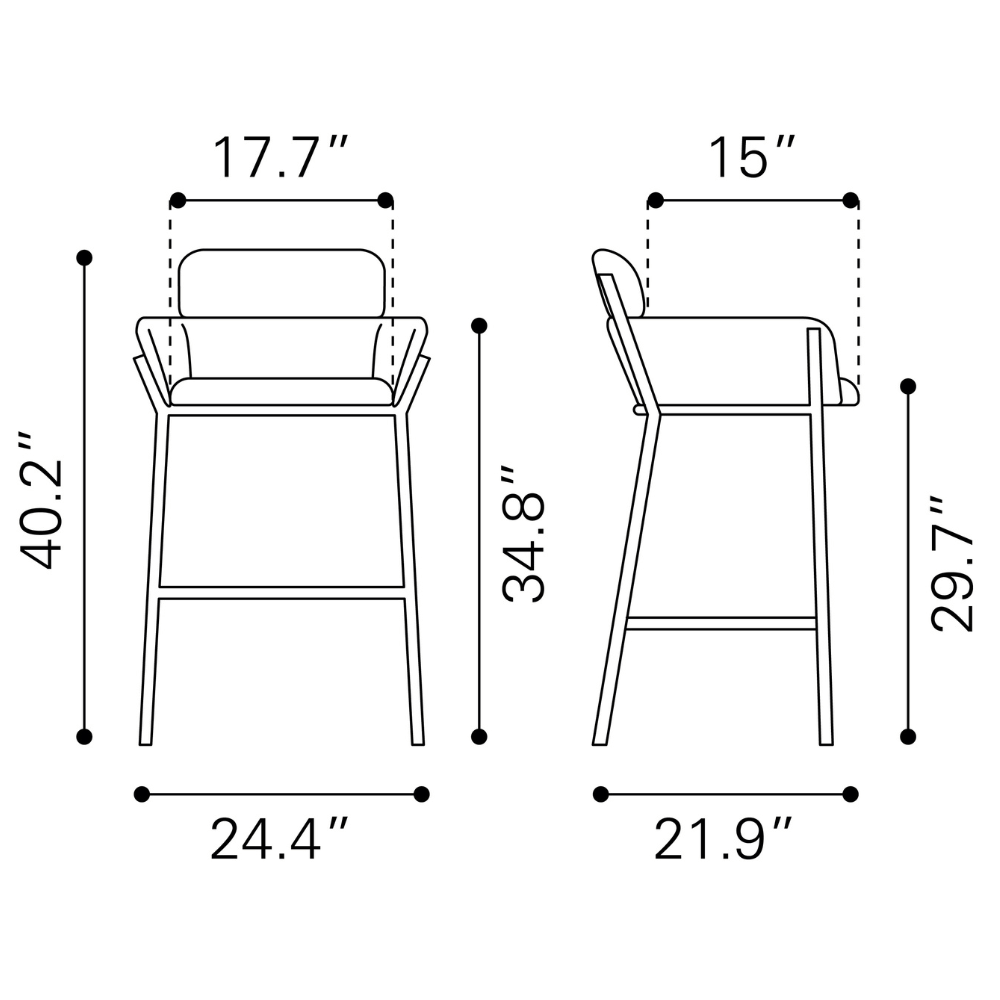 Bremor Barstool Slate Gray - Elite Maison