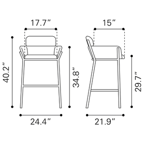 Bremor Barstool Slate Gray - Elite Maison
