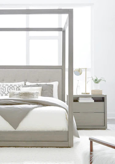 Oxford Upholstered Canopy Bed in Mineral - Elite Maison