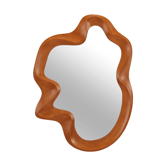 Brown Foz Mirror by Zuo featuring organic geometric design and architectural depth, showcasing its stylish, modern frame.