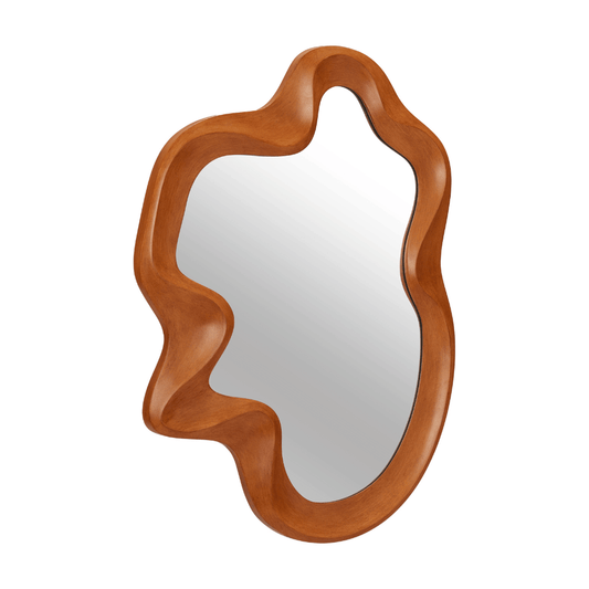 Zuo Foz Mirror in brown with organic geometric design and architectural depth, showcasing its stylish frame and reflective surface.