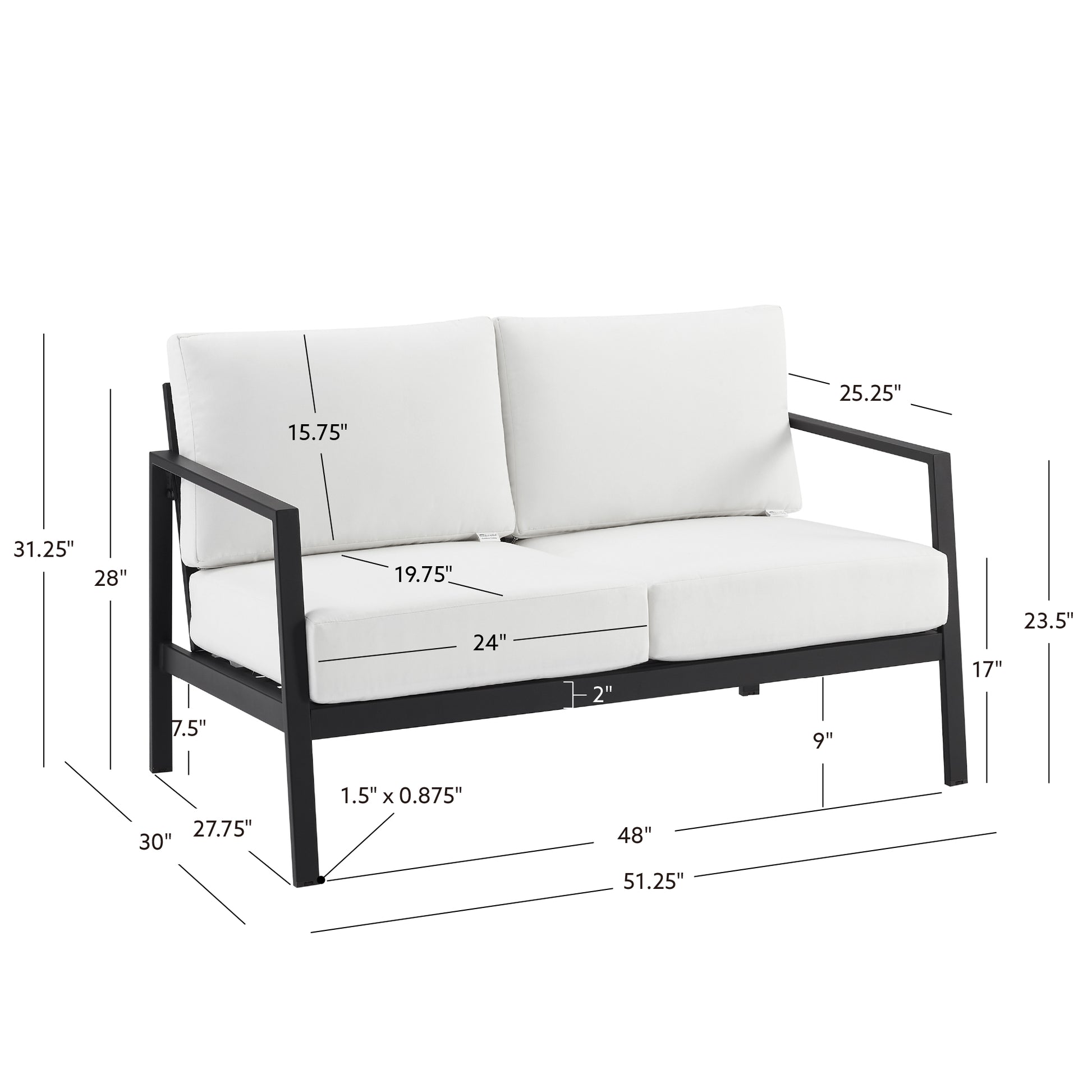 Alora Aluminum Natural Loveseat