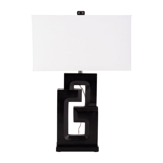 Wood, 27"h Geometric Lamp, Black - Elite Maison