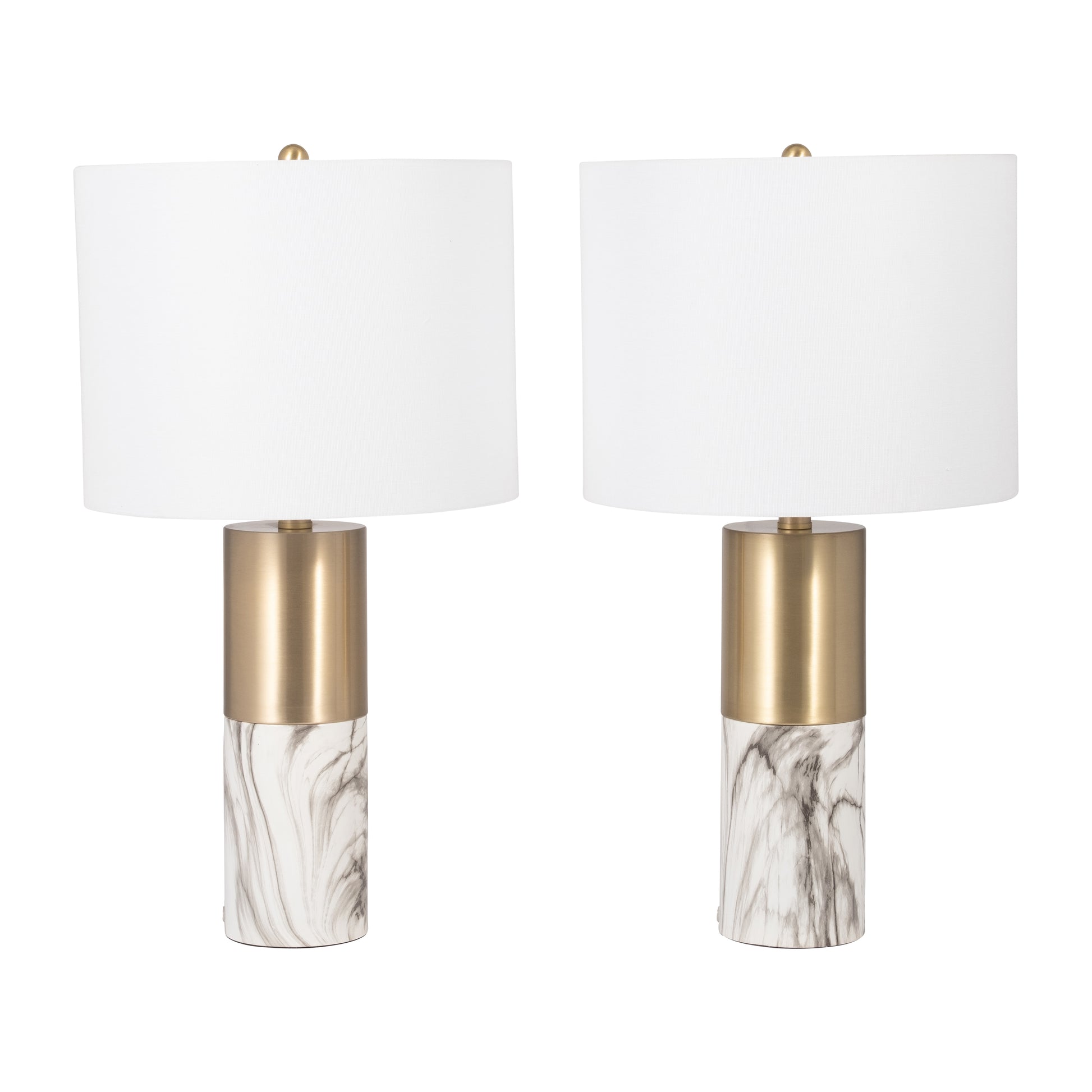 S/2 Metal 24" Table Lamp, White - Elite Maison