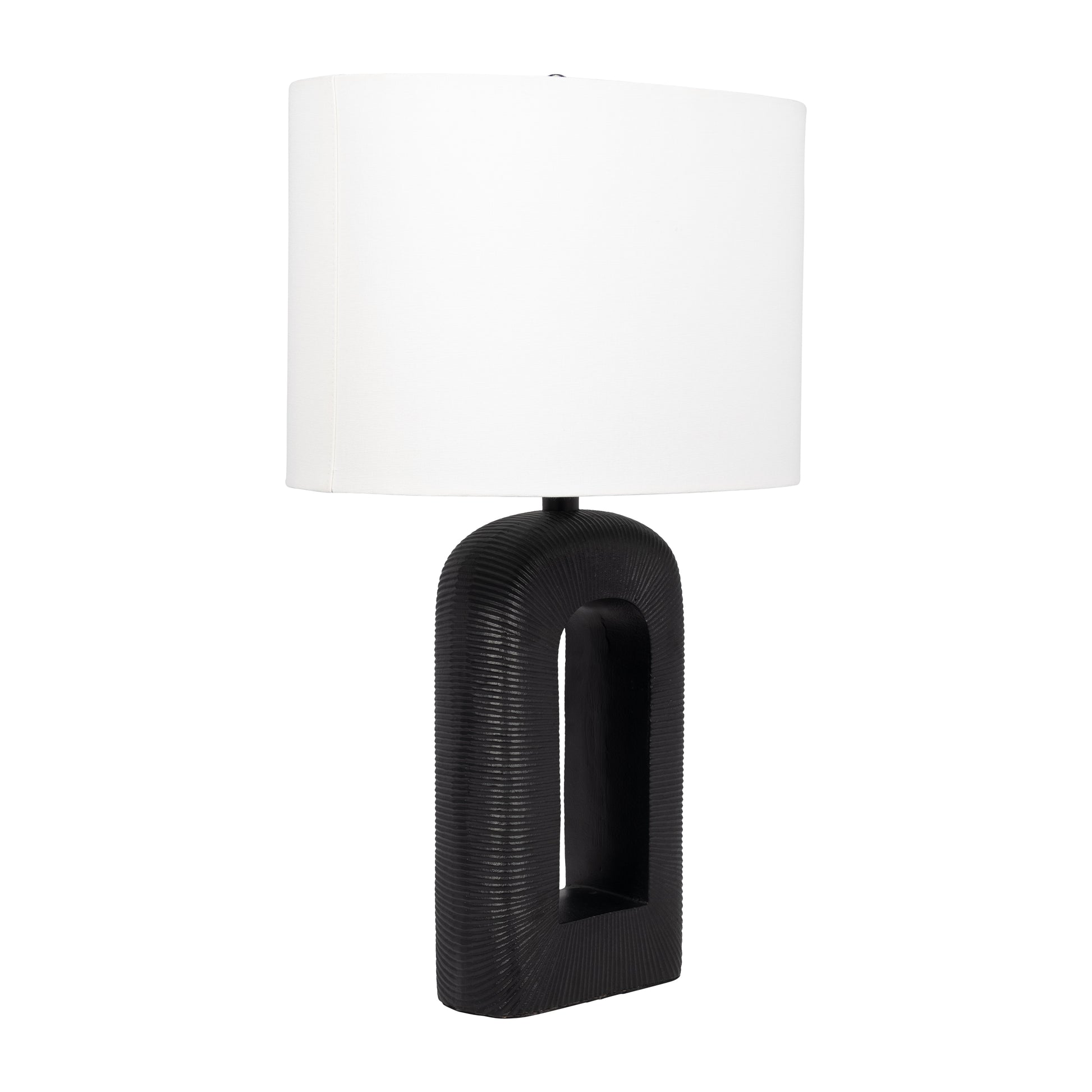 25" Cast Aluminium Table Lamp, Black - Elite Maison