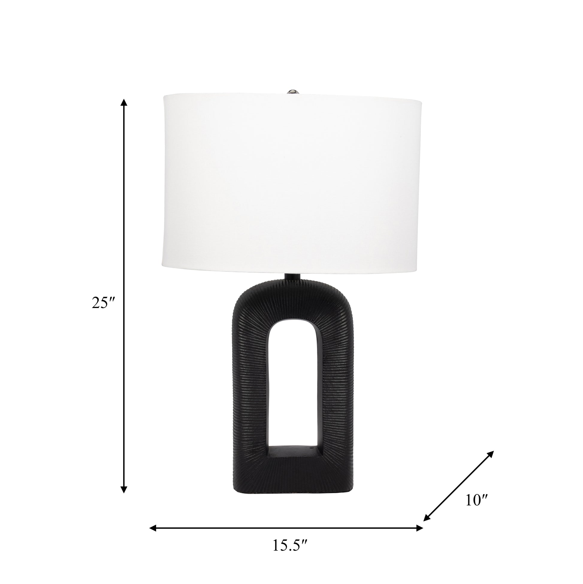 25" Cast Aluminium Table Lamp, Black - Elite Maison