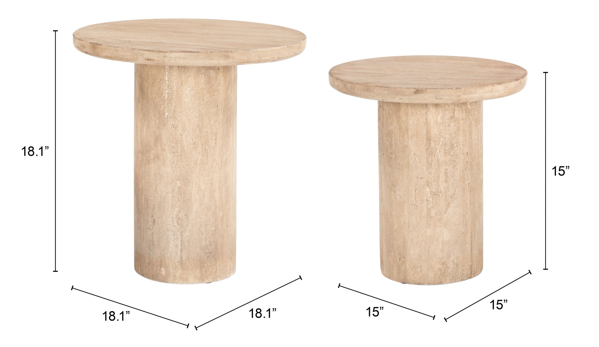 Fenith Accent Table Set (2-Piece) Natural - Elite Maison