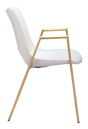 Desi Dining Chair White & Gold - Elite Maison