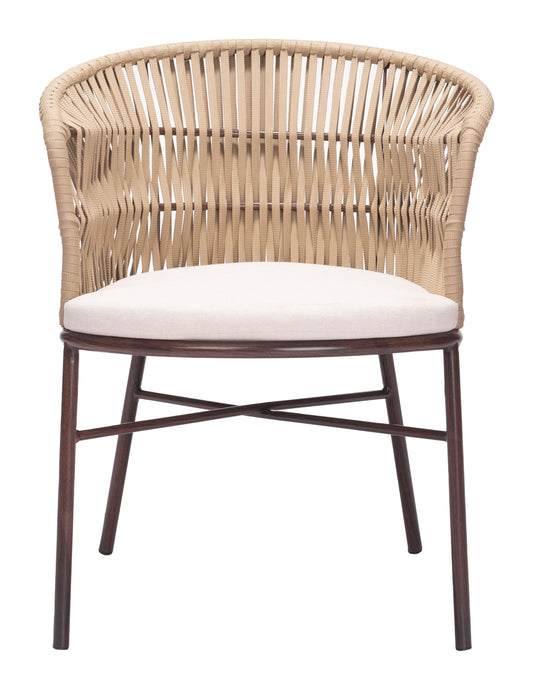 Pair of Zuo Freycinet Dining Chairs with sleek wood and metal design, shown in a modern dining room setting.