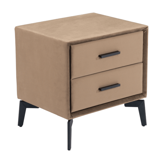 Zuo Montana side table with brown fabric top and steel frame, perfect as an accent or side table in modern living spaces.