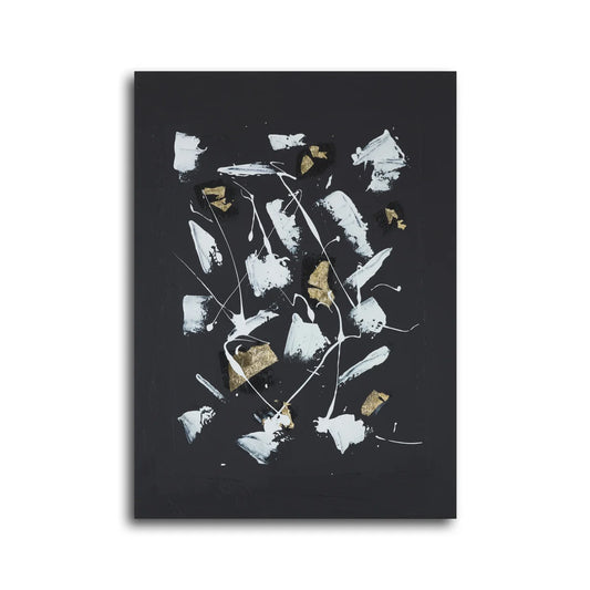 Memory II Hand-Painted Abstract | Ivory, Ebony & Slate Wall Art