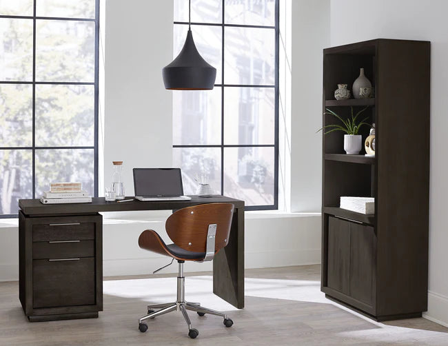 Oxford Single Pedestal Desk in Basalt Grey - Elite Maison