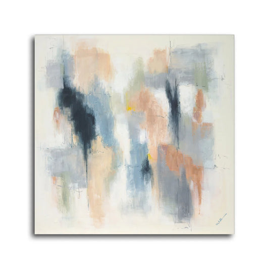 Gleam 40x40" Hand-Painted Abstract Wrap | Luminous Textural Depth | Elite Maison