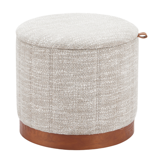 Gray fabric Zuo Fije storage ottoman with a modern architectural design, versatile bench with built-in storage.