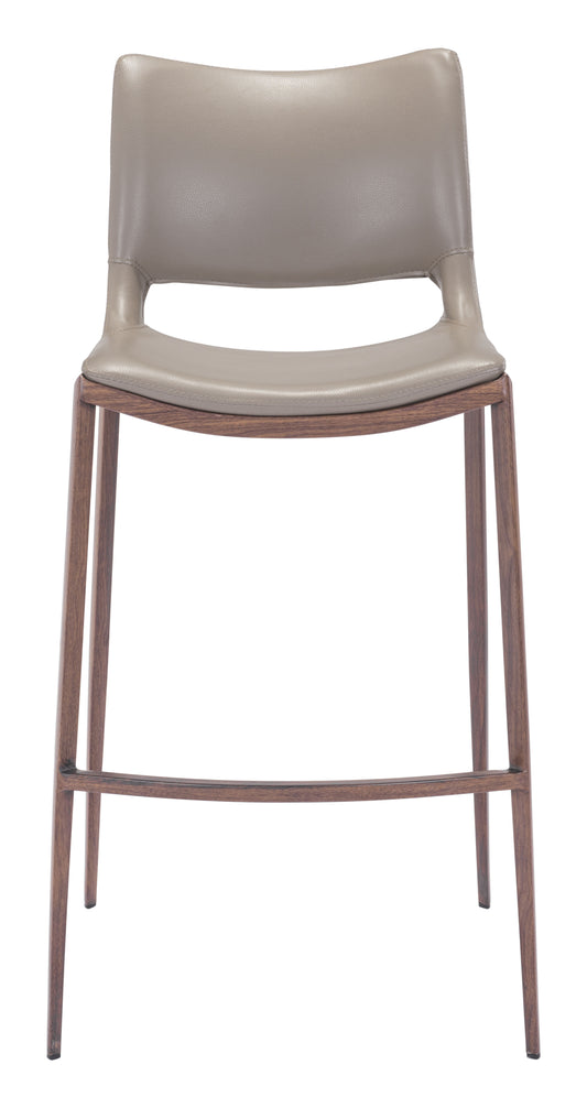 Set of 2 Zuo Ace barstools in brown and walnut with sleek design and comfortable seating, perfect for modern spaces.