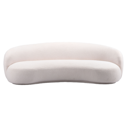 Cream Tibet Sofa by Zuo, modern architectural 3-seater fabric sofa with clean lines and contemporary design.