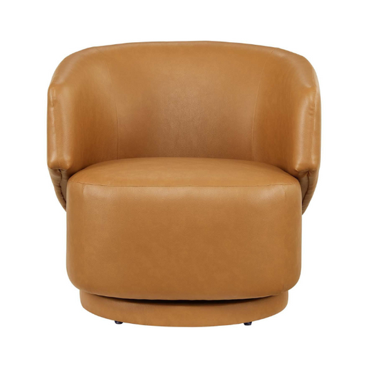 Claire Vegan Leather Fabric and Wood Swivel Chair