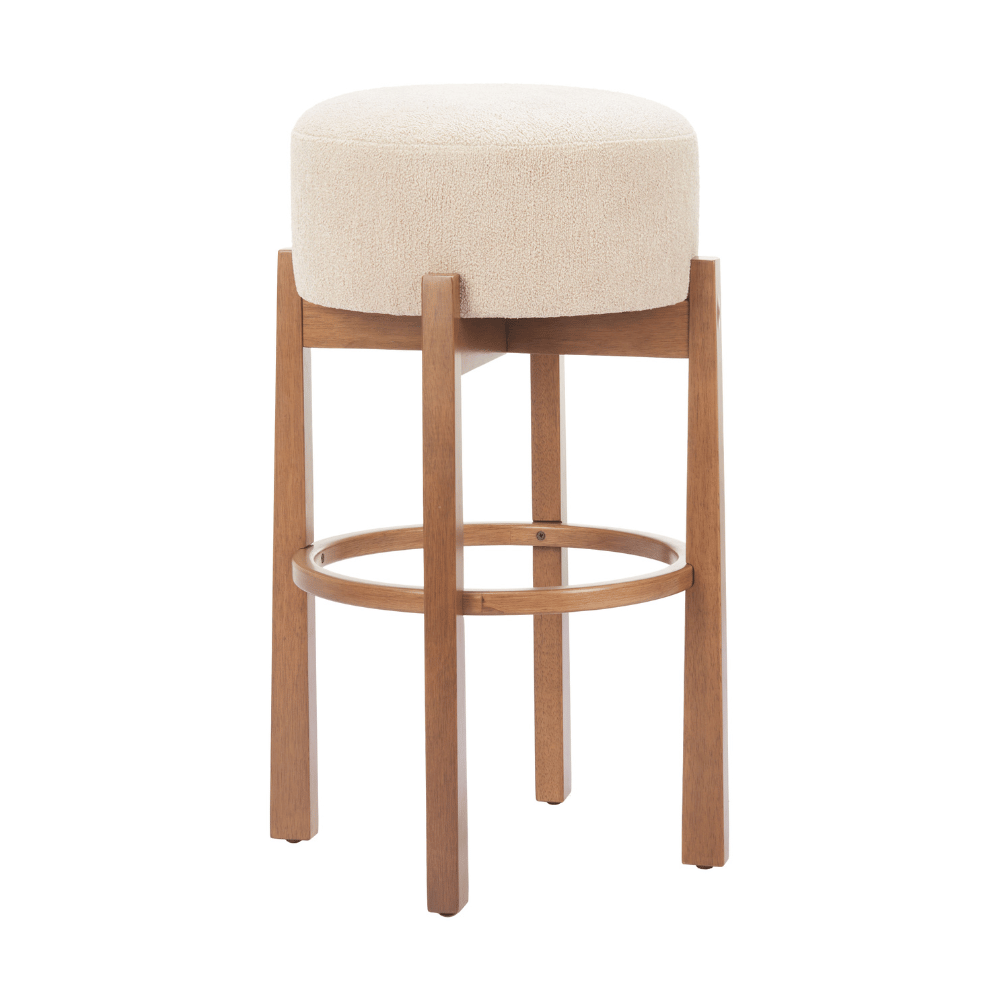 Nade Barstool Beige & Walnut - Set of 2 - Elite Maison