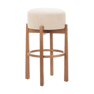 Nade Barstool Beige & Walnut - Set of 2 - Elite Maison