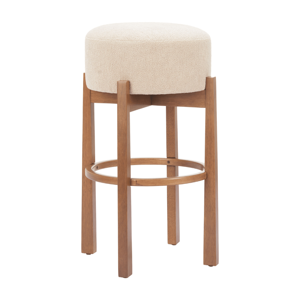 Nade Barstool Beige & Walnut - Set of 2 - Elite Maison
