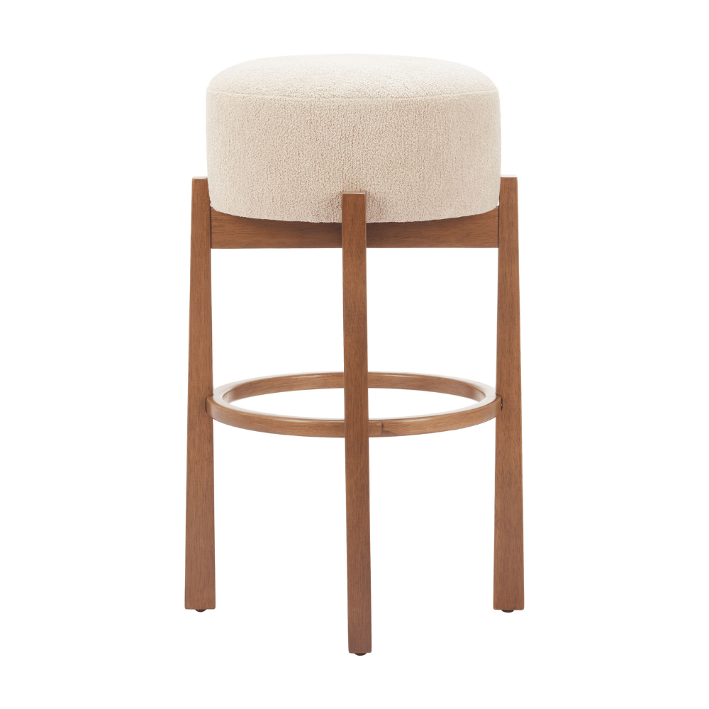 Nade Barstool Beige & Walnut - Set of 2 - Elite Maison