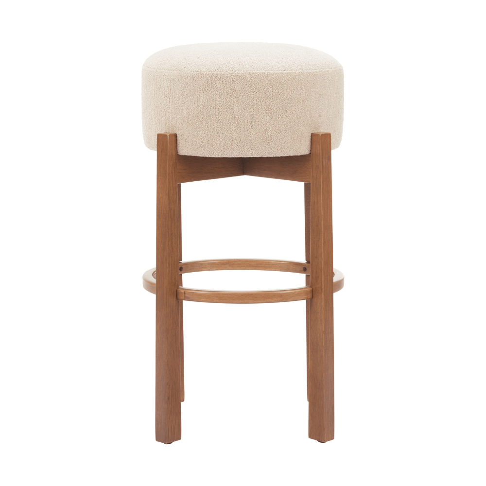 Nade Barstool Beige & Walnut - Set of 2 - Elite Maison