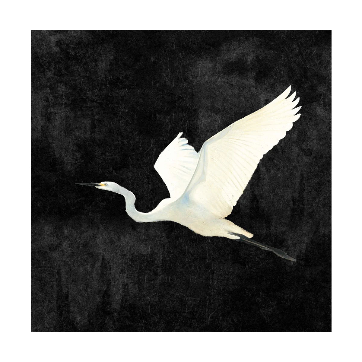 Egret II 40x40" Mixed Media Wrap | Charcoal & Alabaster Art