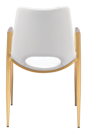 Desi Dining Chair White & Gold - Elite Maison