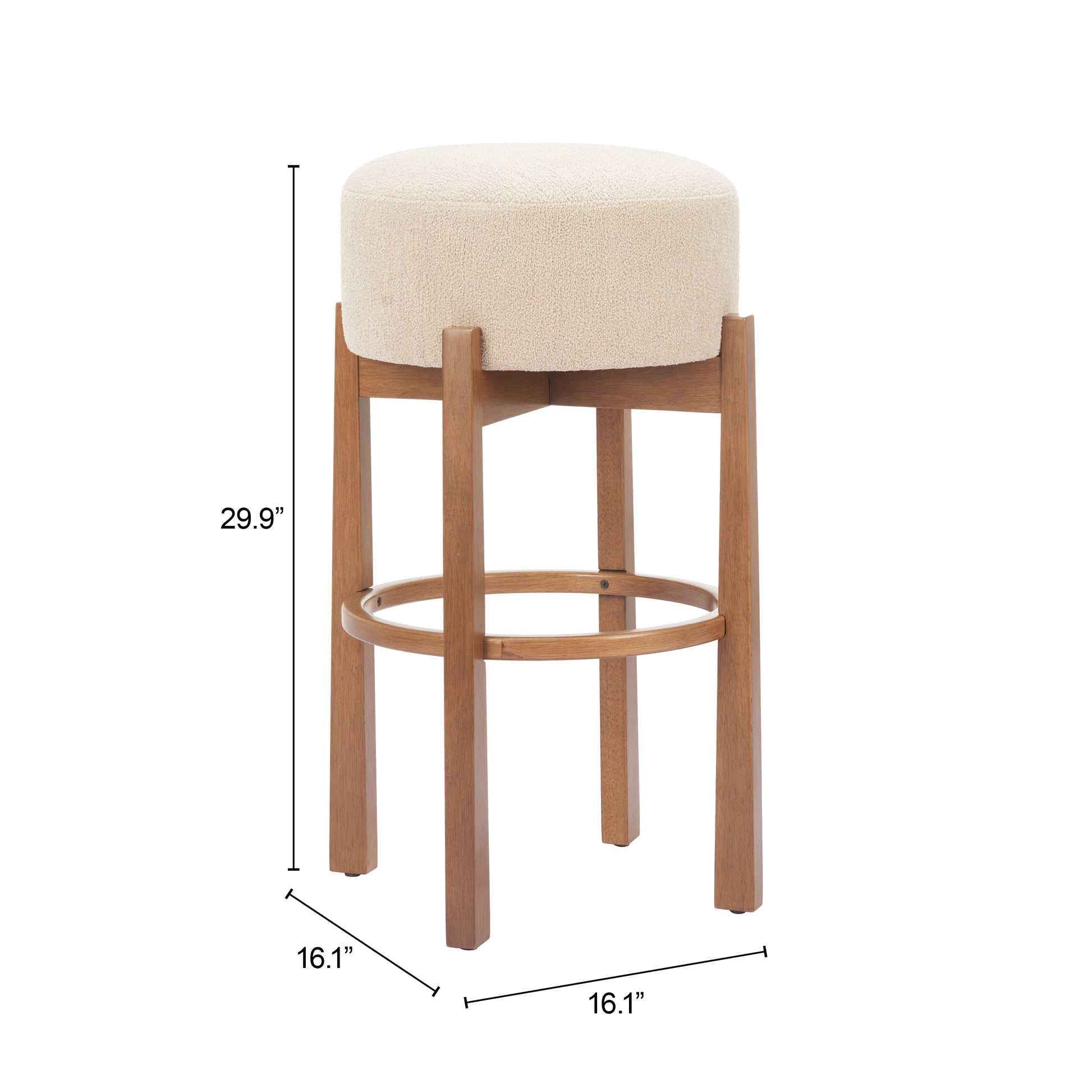 Nade Barstool Beige & Walnut - Set of 2 - Elite Maison