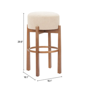 Nade Barstool Beige & Walnut - Set of 2 - Elite Maison