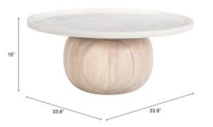 Savona Coffee Table White & Natural - Elite Maison