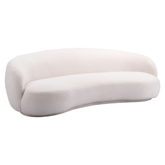Cream Tibet sofa by Zuo, a modern architectural 3-seater fabric sofa with sleek design and plush cushions.