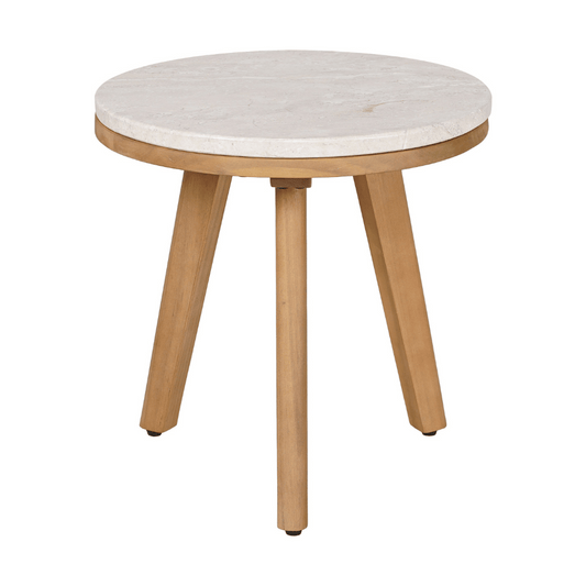 Zuo Siro Side Table in natural organic wood finish, showcasing sleek modern design with smooth edges and minimalistic style.